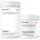 Momentous Creatine Monohydrate Powder & Grass-Fed Collagen Peptides Powder Stack - 지원 강도, Lean Muscle, & Recovery - 모발, 피부, 손톱 및 관절 건강 지원을위한 FORTIGEL 및 비타민 C