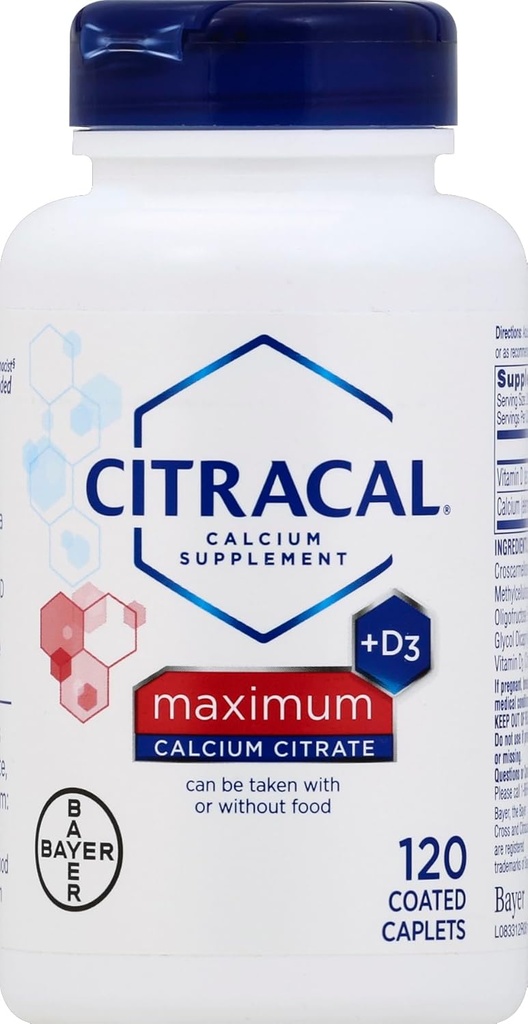 Citracal 비타민 D를 가진 최대 크기 120ct Citracal 칼슘 구연산염 최대 입히는 모자 120 조사