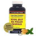 YS Organics Triple Bee Complex, Royal Jelly, Bee Pollen, Propolis - 전 세계 영양 멀티 목적 키 체인과 90 캡슐에서 포장 된 자연의 힘