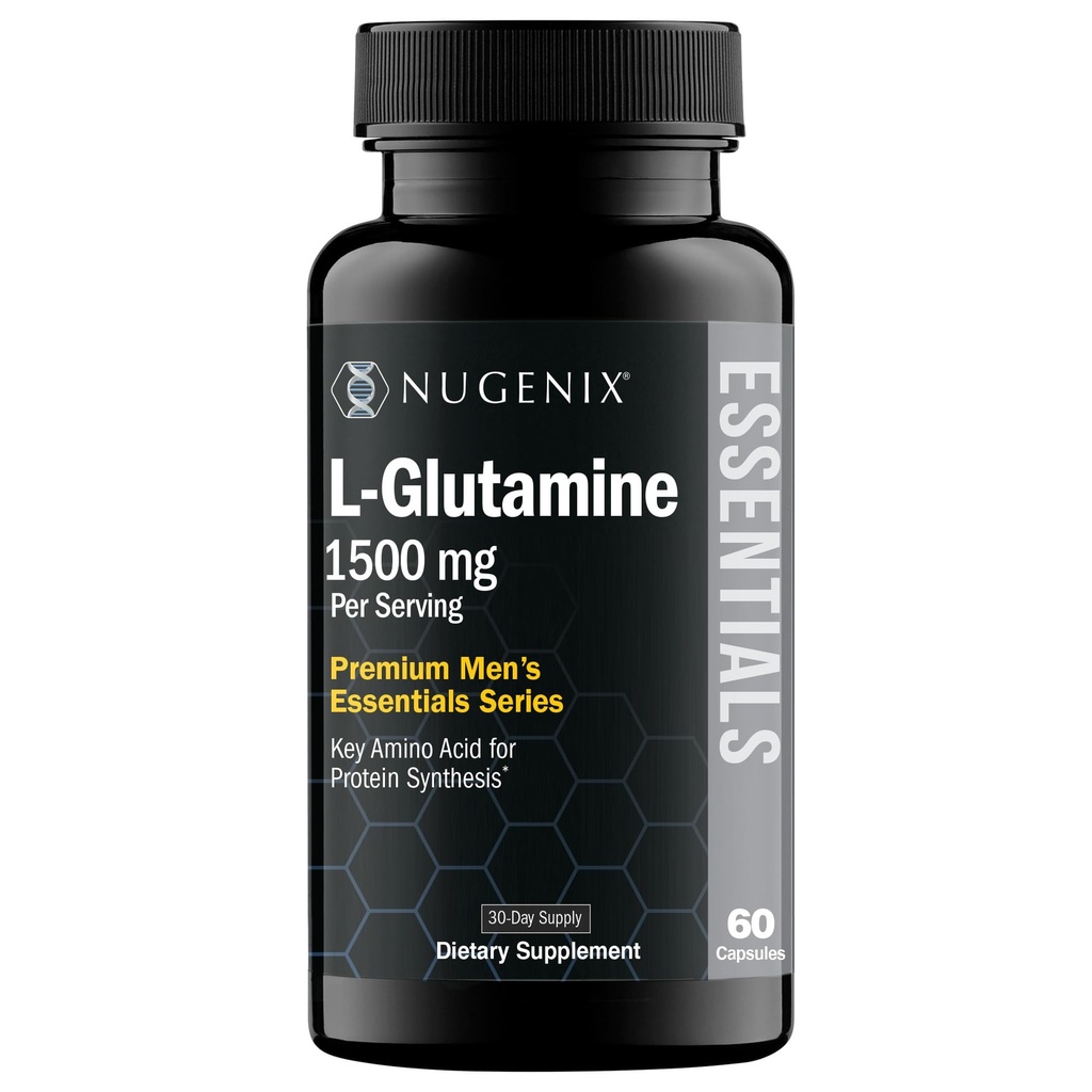 Nugenix Essentials L 글루타민, 1500mg 100 % 식물 L 글루타민 아미노산, 단백질 종합, 셀룰러 기능 지원, 60 캡슐