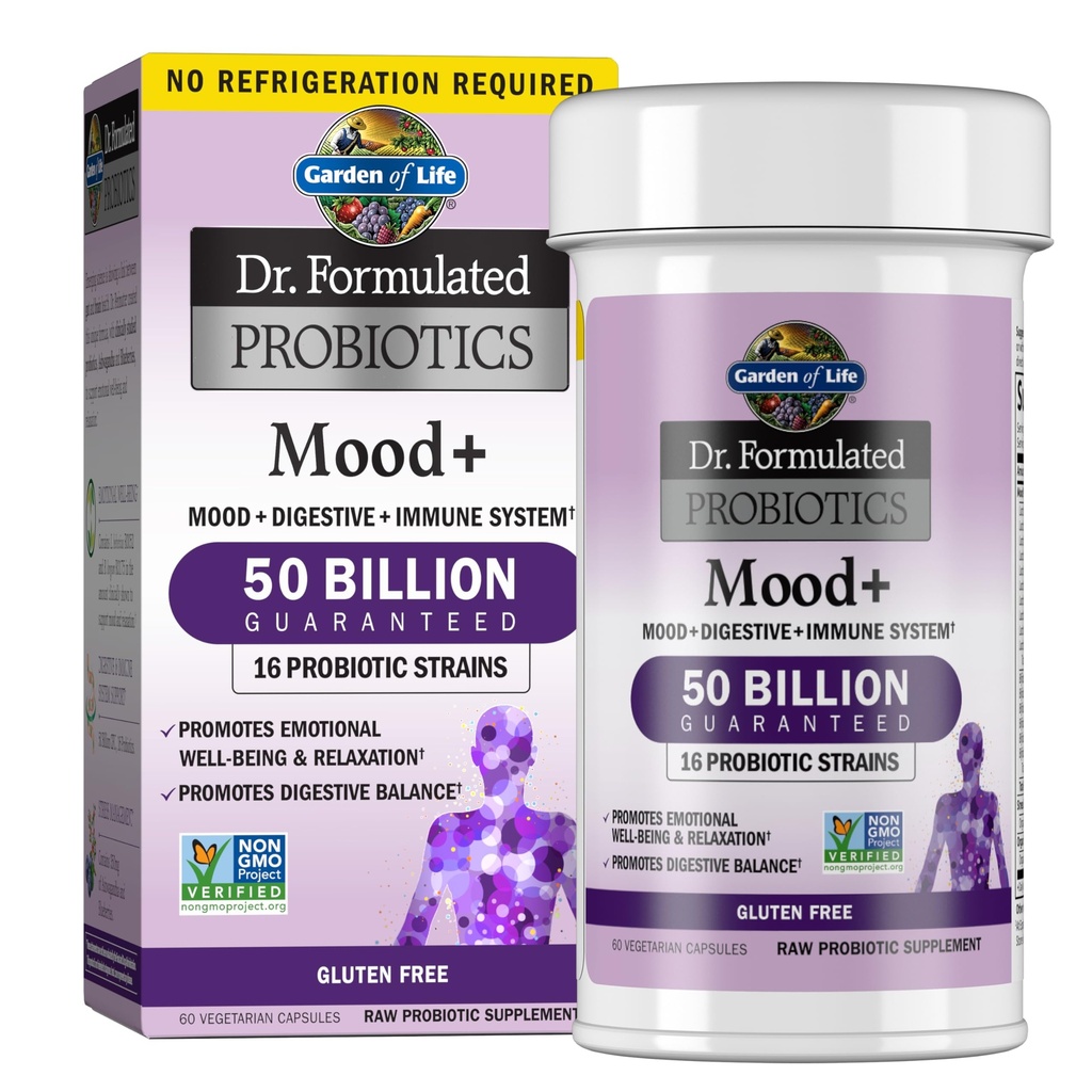 생명의 정원 Probiotics Mood + 박사 포뮬러 산병 Probiotic 보충,프로모션 웰빙, 휴식 및 소화 균형, 스트레스 관리를위한 Ashwagandha, 60 조사 (포장 6)