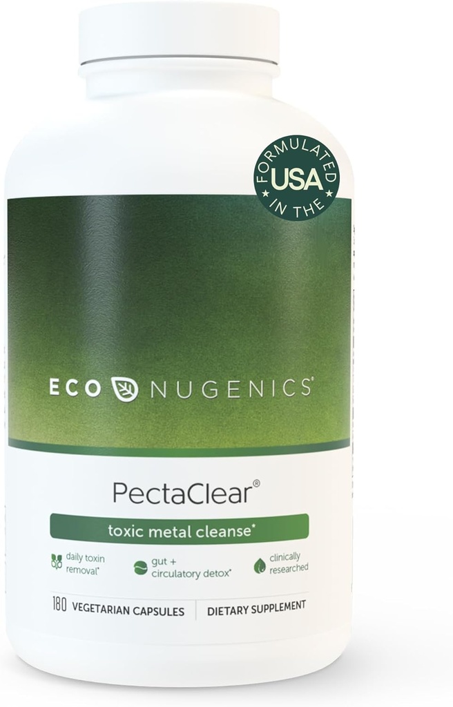 EcoNugenics PectaClear Detox Supplement for Toxic Metal Cleanse – Naturally & Safely Eliminates Toxins for Gut, Liver & Kidney Detox & Repair – 에너지, 무게, 호르몬 균형, 180 캡슐에 대한 도움말