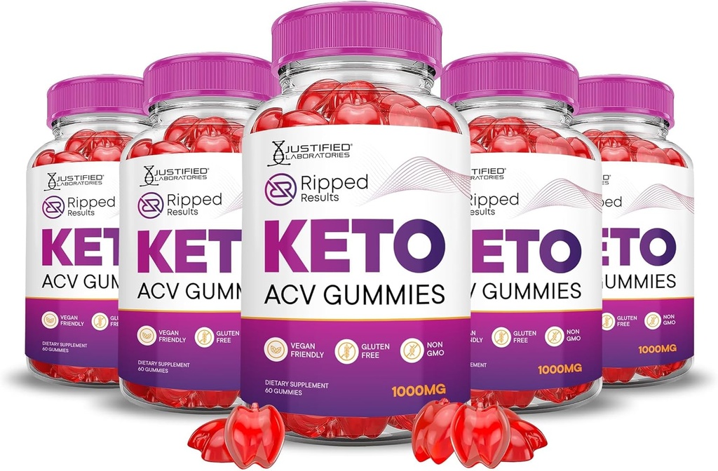 Justified Laboratories (5 팩 Ripped 결과 Keto ACV Gummies 고급 공식 1000MG Ripped 결과 Pomegranate Beet Juice Powder B12 Vegan Non GMO 300 거미