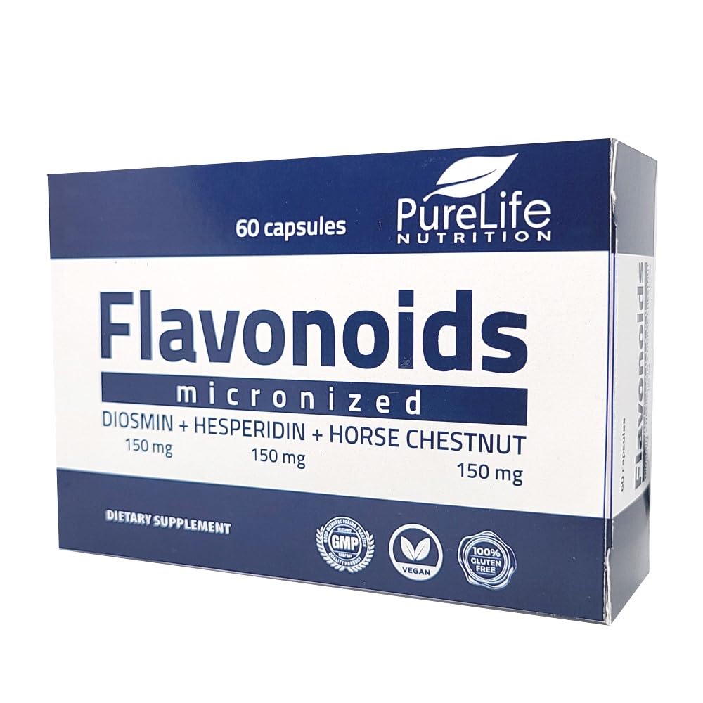 플라보노이드 60 일 지원 건강한 순환, 정맥, 모세관 및 림프 배수 - MPFF- Micronized Diosmin 150mg + Hesperidin 150mg + 말 Chestnut150 mg- GMP 증명서, 채식주의자