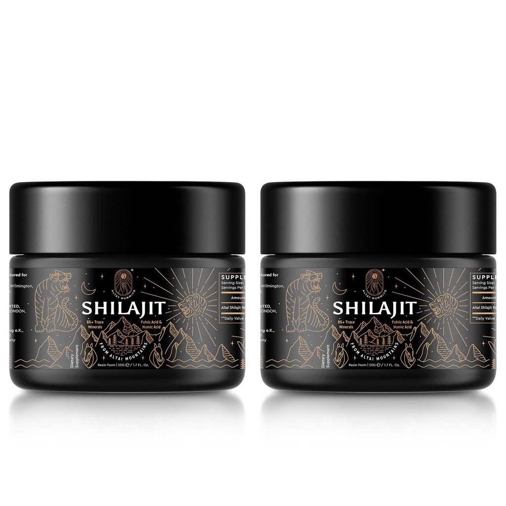 Fulvic Acid & Trace Minerals, Original Siberian Shilajit Pure with 85 + Energy & Immune System - 100 서빙 / 50g (2 팩), 젤