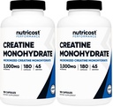 Nutricost 크레아틴 Monohydrate 3,000mg, 180 캡슐 (캡슐 당 750mg) - 글루텐 무료, 비 GMO (팩 2)