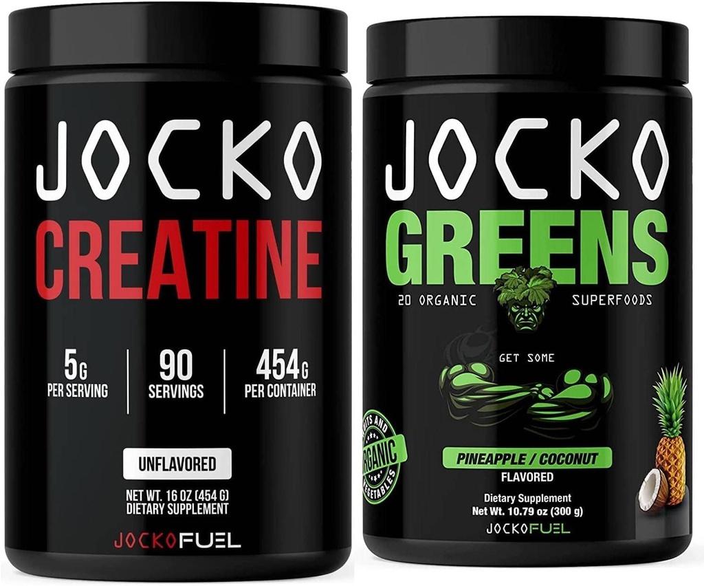 Jocko Fuel Greens & Creatine 번들 - 그린 & 슈퍼 푸드 분말 + 크레아틴 분말