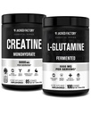 Jacked 공장 크레아틴 Monohydrate 분말 425g, 85 SV & L 글루타민 보충교재 500g, 100 SV - Artficial 충전물 없음, 불연성