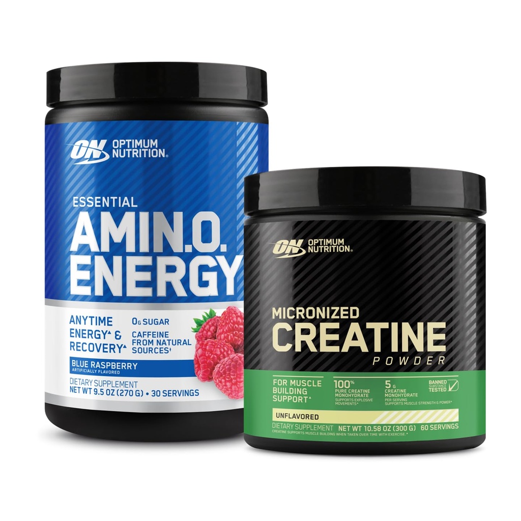 최적 영양 아미노산 에너지 - 녹차, BCAA, 아미노산 및 Micronized Creatine Monohydrate 분말, 불연성, Keto 친절한, 60의 서빙을 가진 전 운동