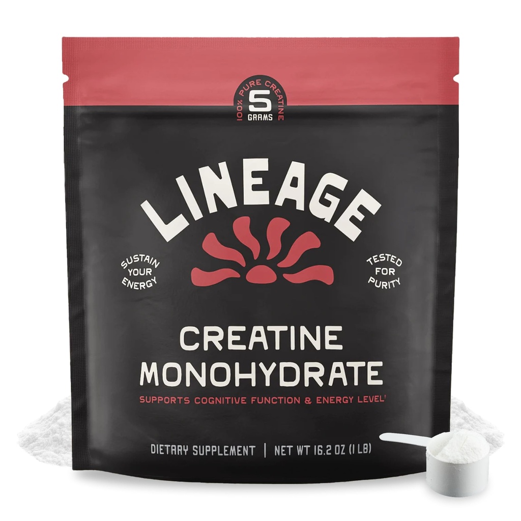 Lineage Provisions Micronized Creatine Monohydrate with Sea Salt - 교육 및 성능을위한 Micronized Creatine 분말 – 인공 성분 없음 – 90 서빙