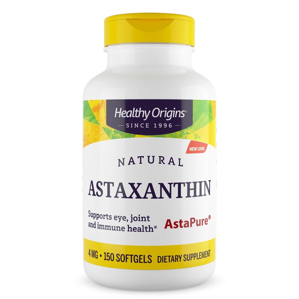 건강한 근원 Astaxanthin 4 mg (Natural, Astapure, 비 GMO, 글루텐 자유로운, 눈 지원, 합동 지원, 면역 지원), 150 Softgels