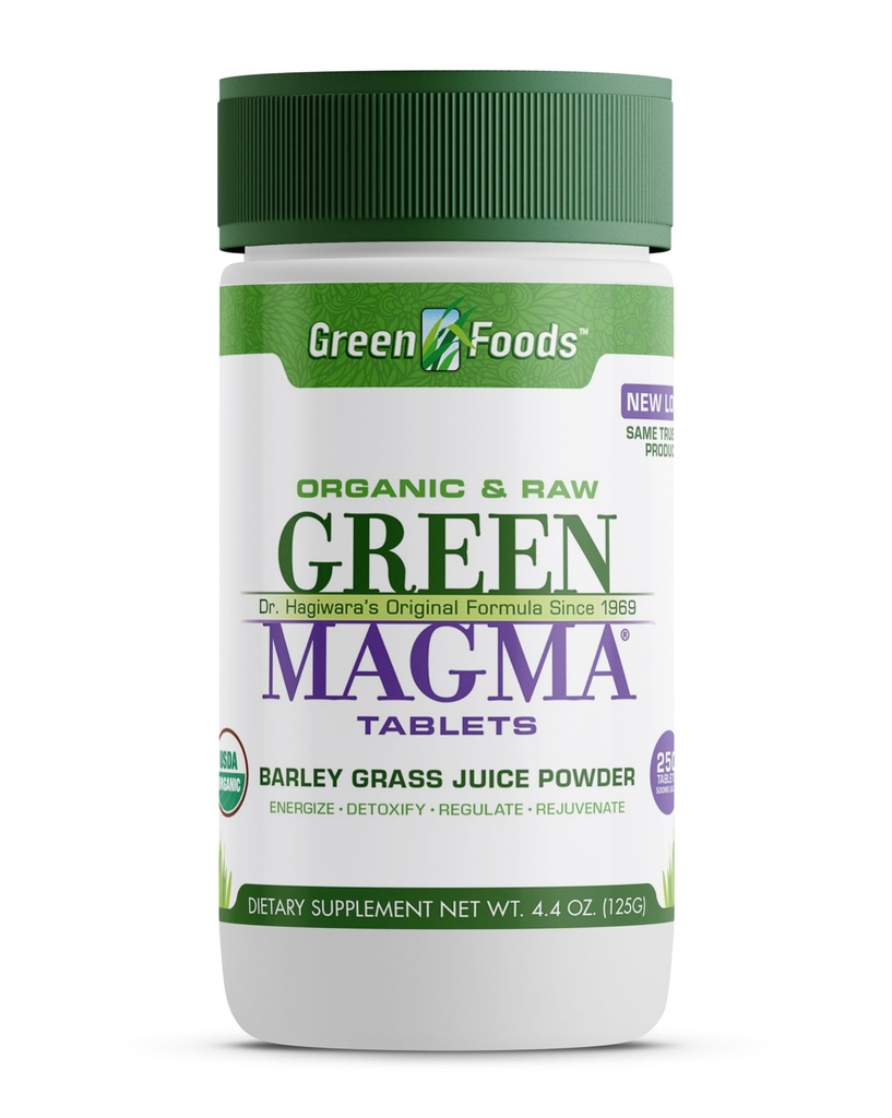 녹색 음식 본래 녹색 Magma Barley 잔디 영양 보충교재, 250의 정제 (500mg Ea)는 유기를 증명했습니다