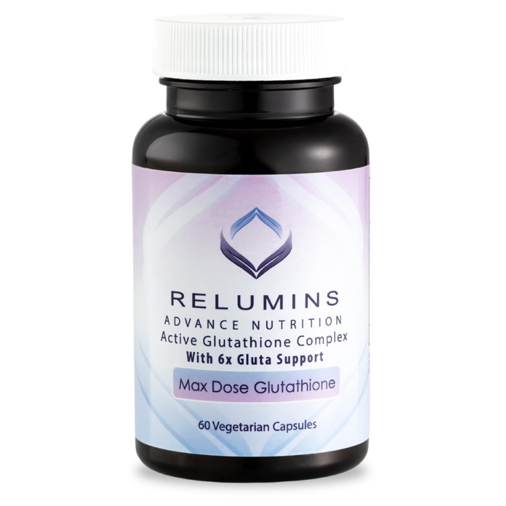 Relumins 진보적인 백색 활동적인 글루타티온 Complex - 6X 승압기, ALA & NAC를 가진 최대 복용량 900mg 글루타티온 - 노화 방지 피부 Brightening 보충교재 - 60 채식 캡슐 (30의 봉사)