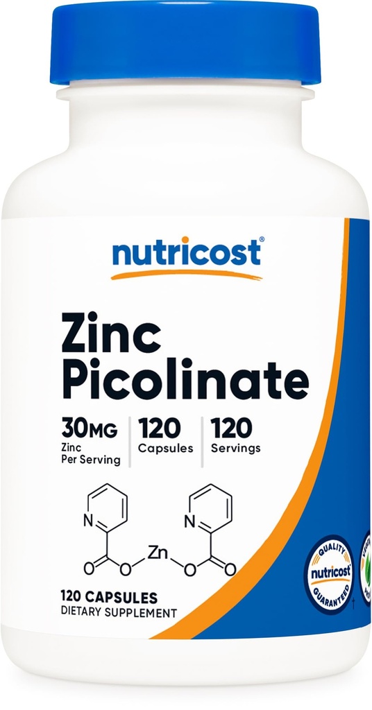 Nutricost 아연 Picolinate 30mg, 120 캡슐 - 글루텐 무료 및 비 GMO