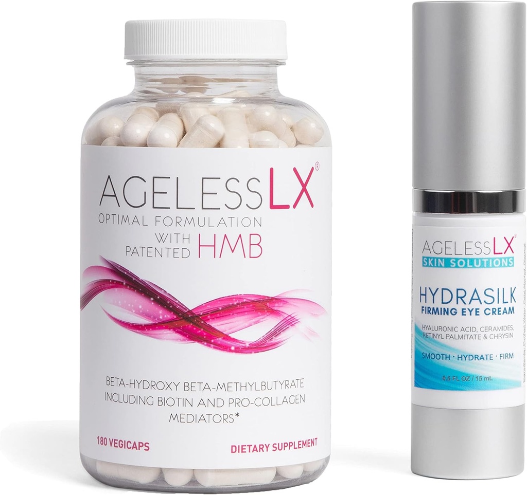 HMB Hydrasilk Eye Cream Bundle를 가진 여성을 위한 AgelessLX 보충교재 캡슐