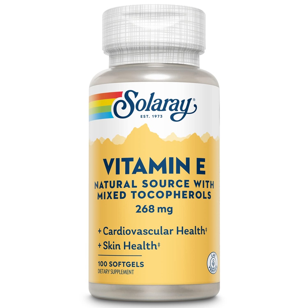 SOLARAY 비타민 E d 알파 Tocopherol 268mg (400 IU) | 심장 & 피부 건강, 산화 방지제 활동 지원 | 100ct
