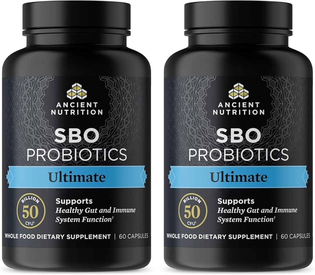 고대 영양 Probiotics, SBO Probiotics 궁극적 인 50 억 CFUs * / 조각, 소화 및 면역 지원, 글루텐 무료, 고대 슈퍼 푸드 혼합, 수축 포장 60 캡슐 (2 팩)