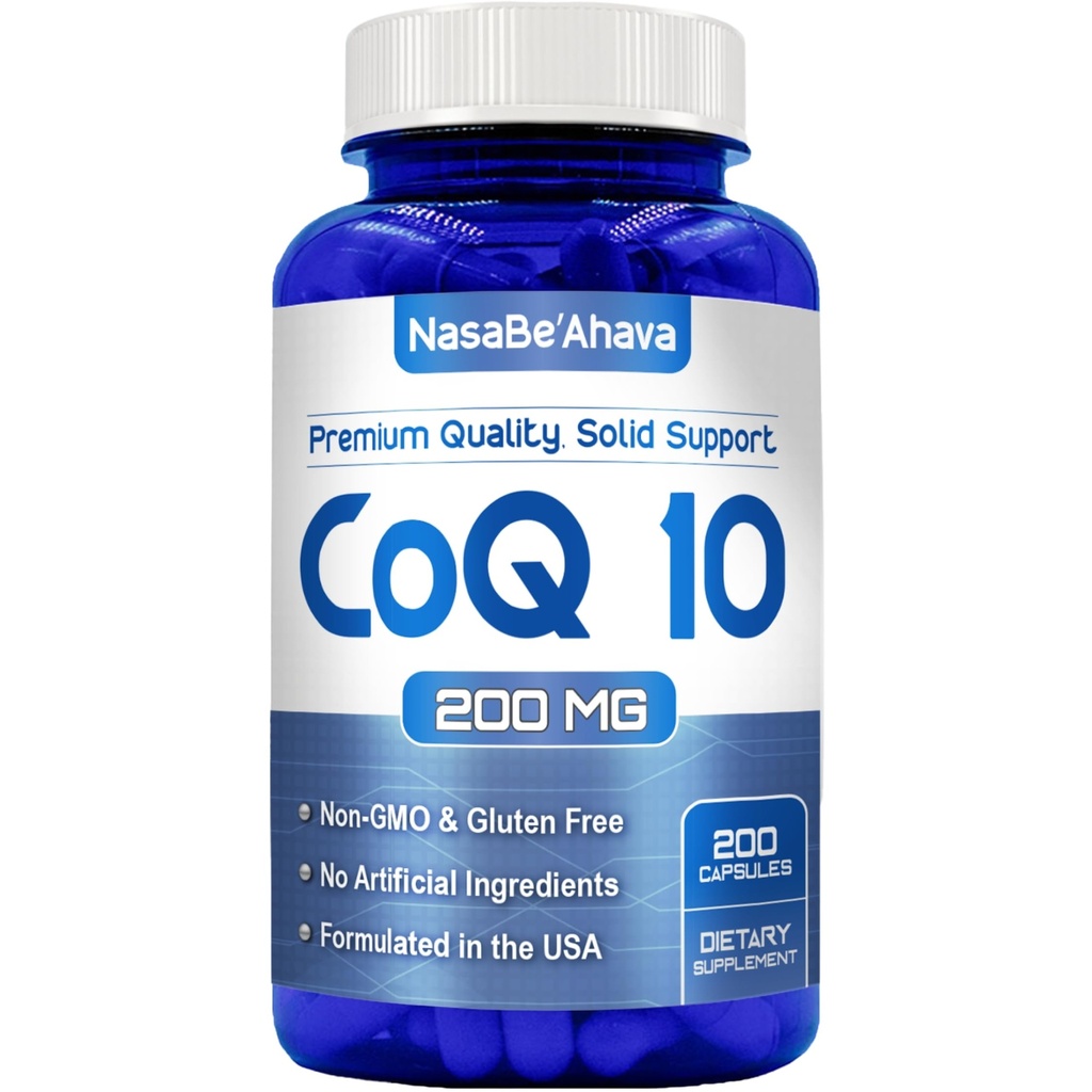CoQ10 200mg 캡슐 | Vegan Friendly Coenzyme Q10 200mg의 피부 심장 및 에너지 지원을위한 쉬운 흡수 Ubiquinone 보충 | cGMP 시설에서 제작 (200 인분)