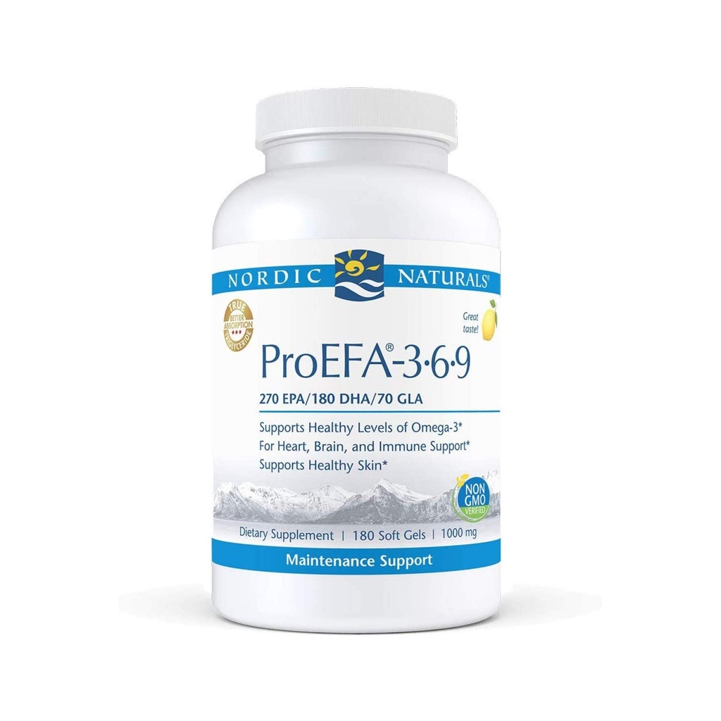 북유럽 자연 ProEFA 3-6-9, 레몬 맛 - 180 소프트 젤 - 565 mg 오메가-3 - EPA & DHA 추가 GLA - 건강한 피부, Cognition, & Positive Mood - Non-GMO - 90 서빙