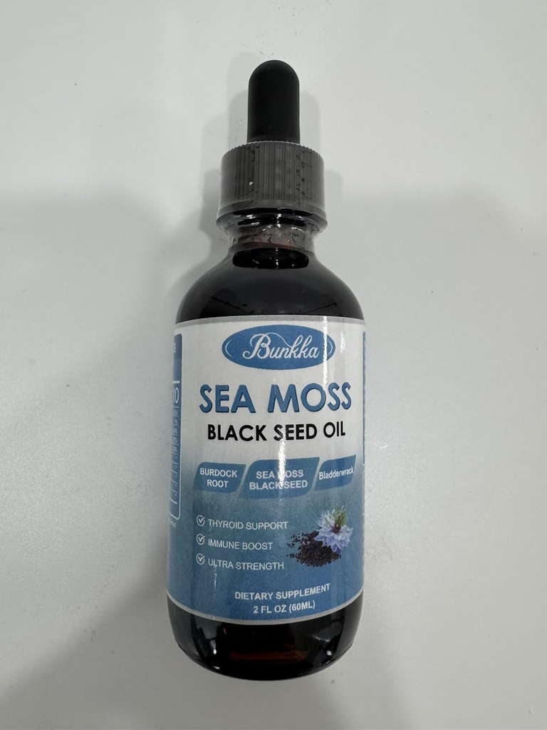 (2 팩) 바다 Moss 흑씨 오일 드롭 Burdock 뿌리, Bladderwrack &Vitamin C 비타민 D3, 아일랜드어 바다 Moss Drop for Immune System, Gut, Skin & Energy