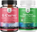 G-Curve Butt & Breast 증진의 번들은 Saw Palmetto Extract Horny Goat Weed for Women and Sugar Free Magnesium Glycinate Chewable with Taurate & Citrate Complex Plus 비타민 D3 B6 & C