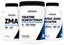 Nutricost 크레아틴 500 그램, 니트로 산화물 180 캡슐 및 ZMA 180 캡슐 뭉치