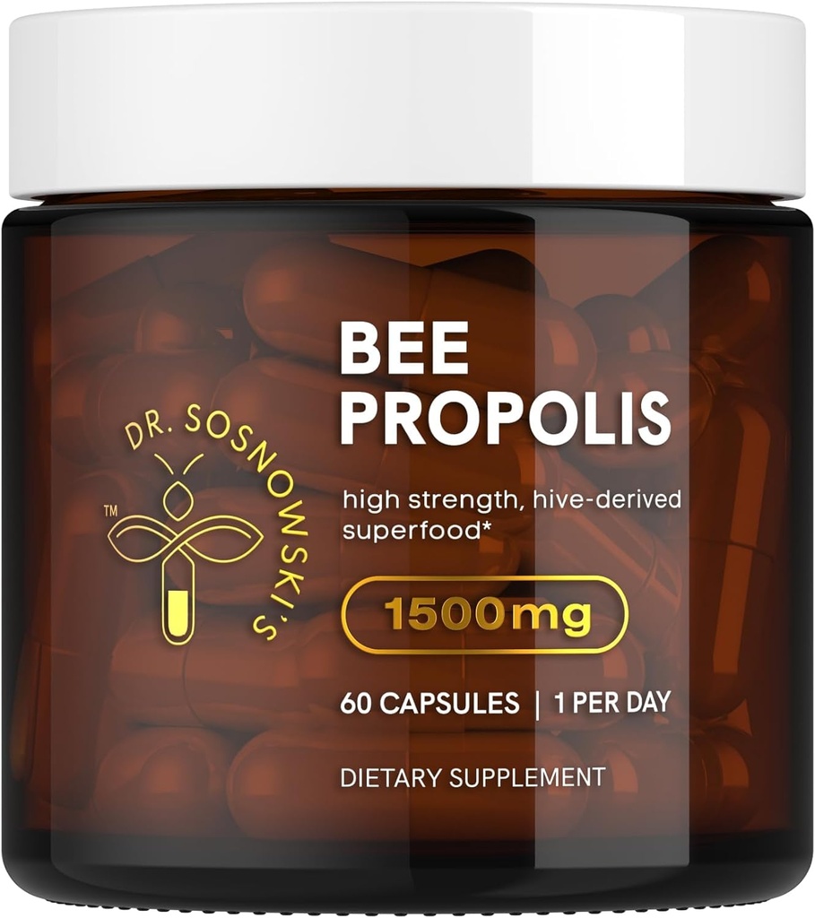 Sosnowski's Bee Propolis 박사 | 1500mg 높은 효능 | Hive-derived Superfood, 야채 캡슐, 60 개 | 2 개월 공급