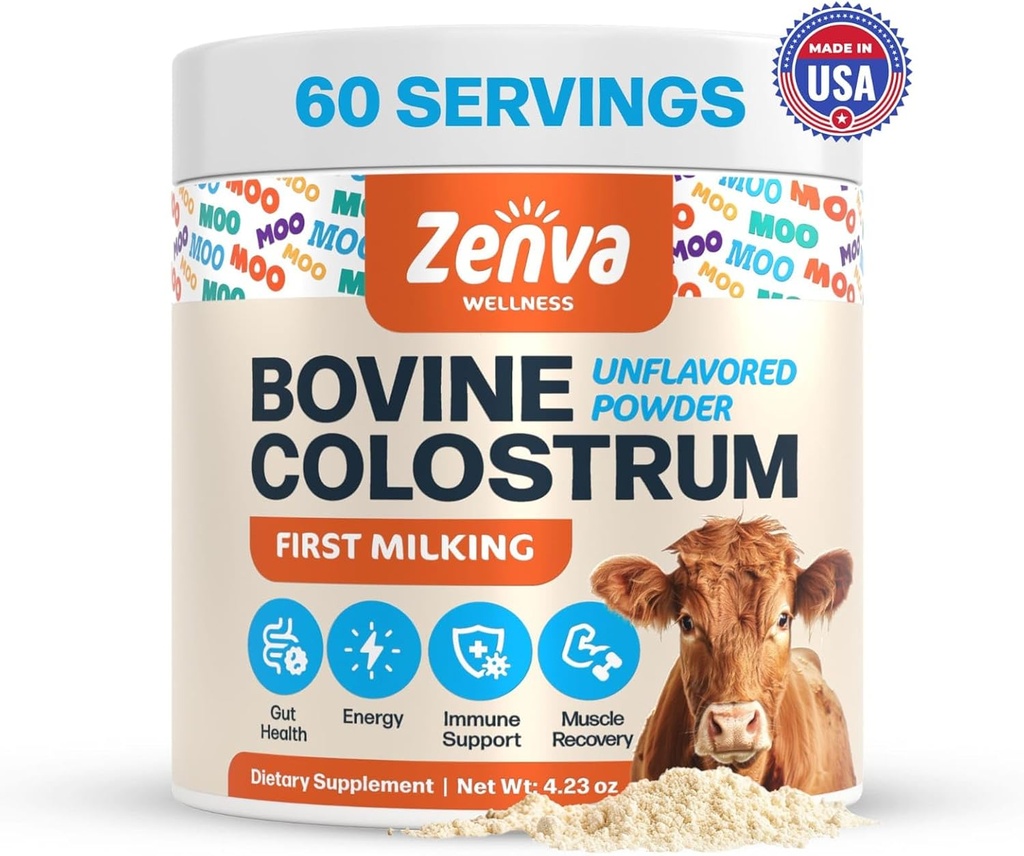 인간을 위한 Colostrum 보충교재 Bovine Colostrum 100% 순수한 잔디 페더럴 익스프레스, Supergut 건강 & 면역 지원, 50% IgG, Unflavored, Calostro Bovino para Adultos Organico 60의 서빙 분말