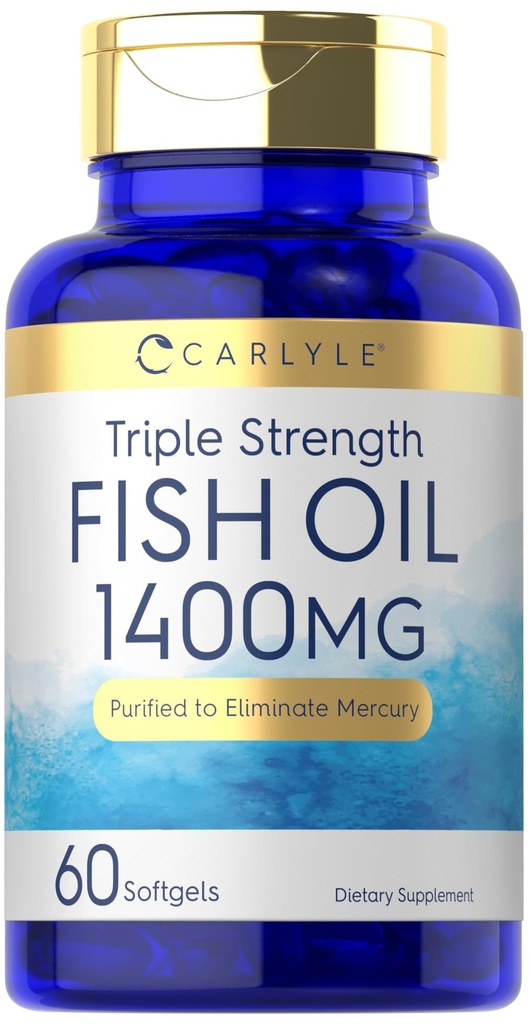 Carlyle Triple Strength Omega 3 Fish Oil | 1400mg | 60 Softgels | 비 GMO, 글루텐 프리 보충교재