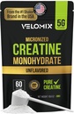 VELOMIX Micronized Creatine Monohydrate 분말 - 100 % 순수한 Creatine 분말 Unflavored and easy to Mix | 근육 성장, 회복, 힘 지원 | 5000mg Per Serv (5g) - 60 서빙