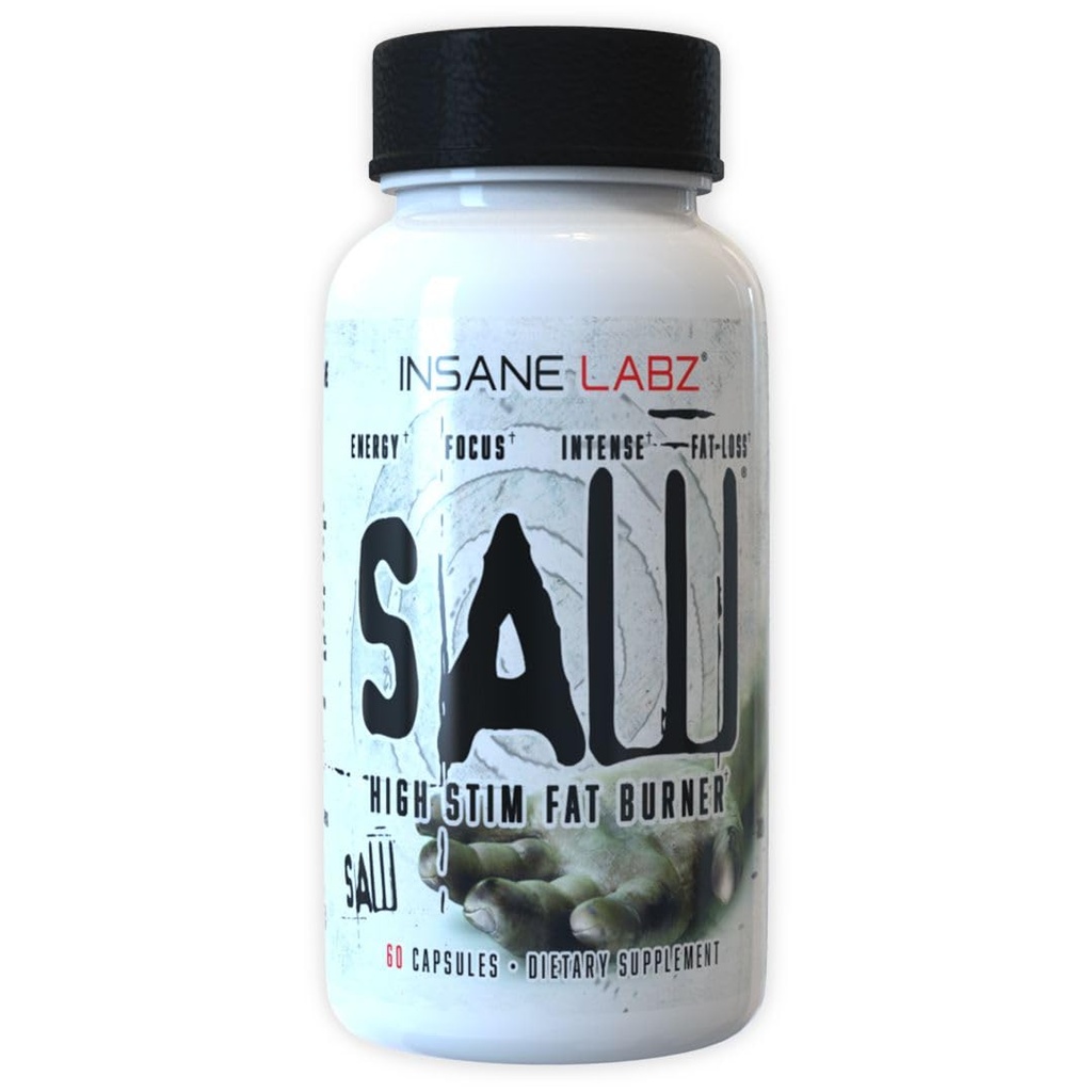 Insane Labz Saw®, 높은 효능 지방 버너, 열성 체중 감소 보충 및 L-Tyrosine, Yerba Mate, GABA 및 알파 Yohimbine, 60 Srvgs와 식욕 억제제