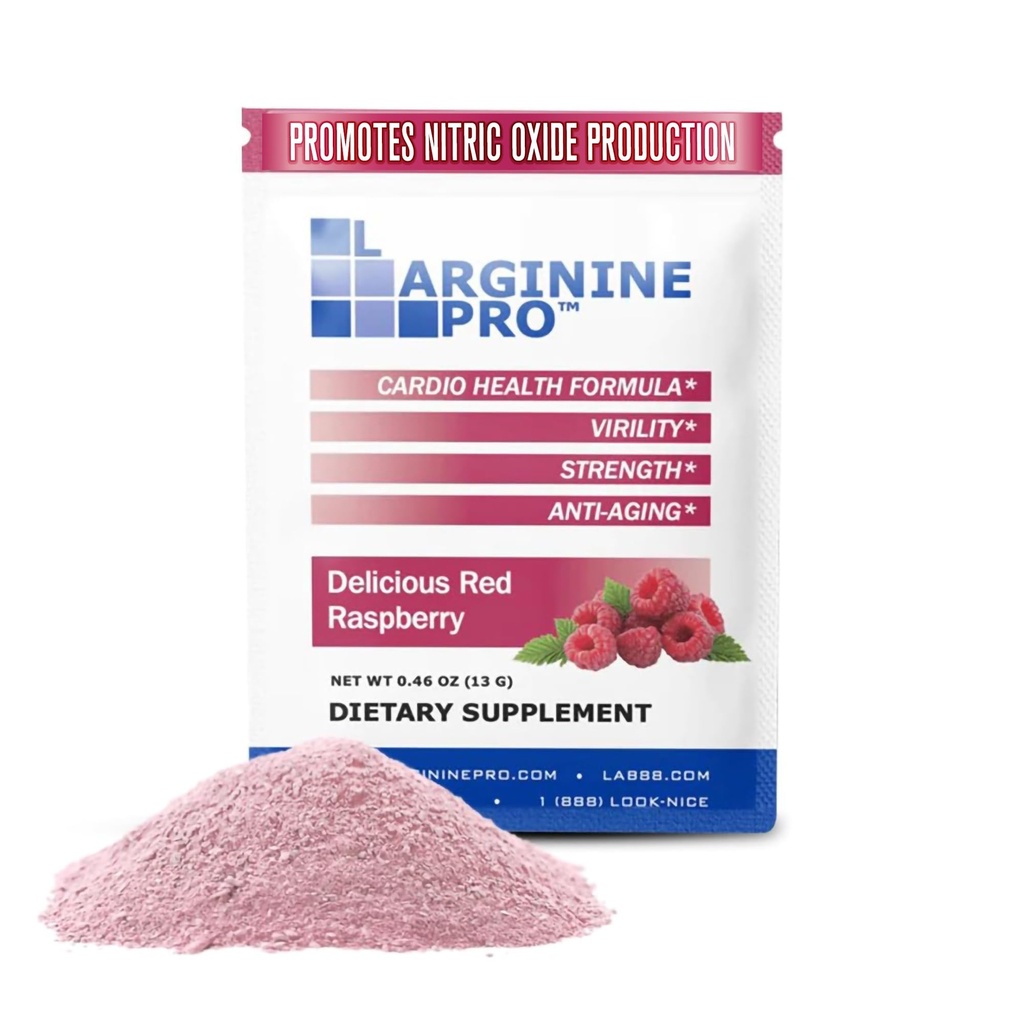 L-ARGININE PRO 보충 분말 | 30 Packets 단일 세이버 여행 크기 | L-arginine Plus 1,100mg L-Citrulline, Raspberry 5,500mg