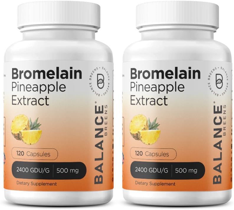 Balancebreens Bromelain 500mg, 120 캡슐 - 파인애플 추출물 소화 효소, 지원 소화 및 합동 건강 보충교재