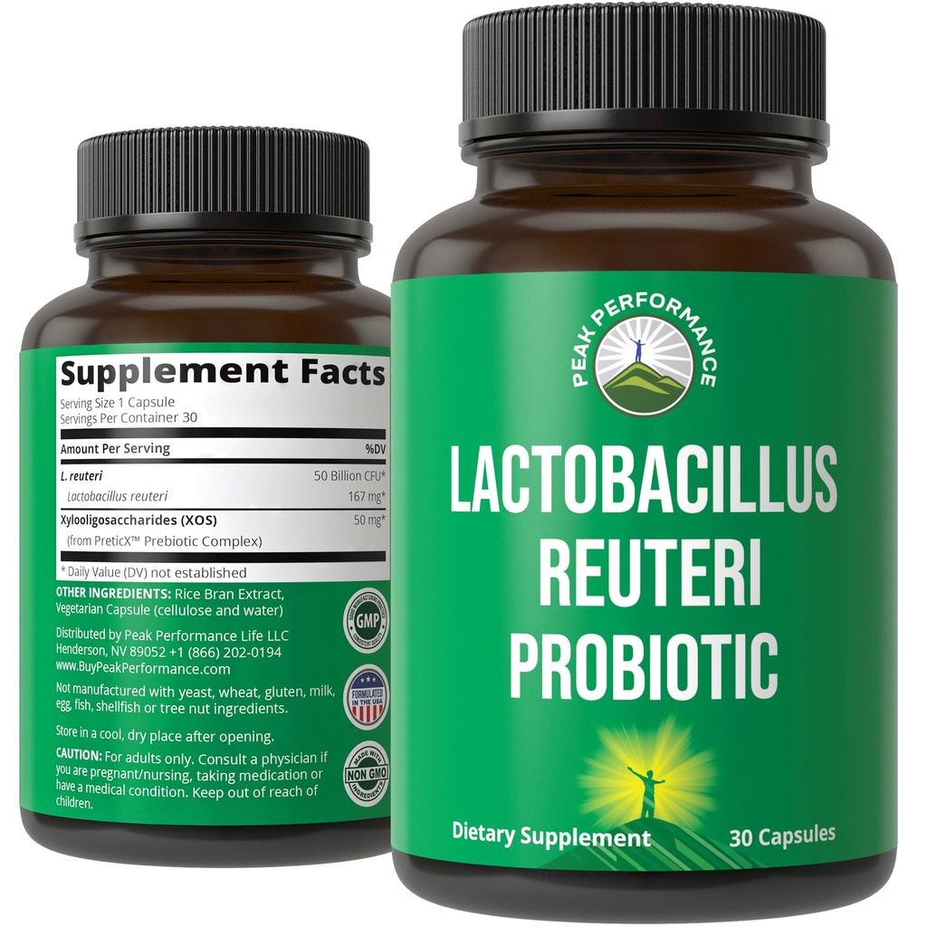 Lactobacbacco Reuteri 50 억 CFU Probiotics 임상적으로 Studied PreticX® XOS Prebiotic - Probiotic 캡슐 Gut 건강 및 소화 지원을위한 보충 - 미국 여성 및 남성 모두 테스트