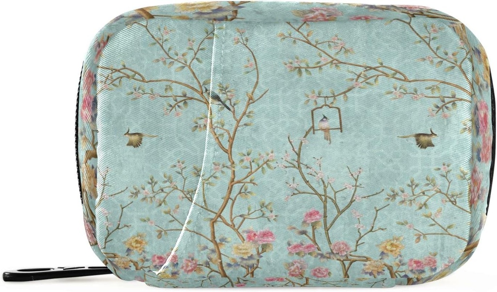 Pill Case Flower Birds Pill Box 7 Day Pill Case Bag Travel Pill 주최자 가방 지퍼 휴대용 주간 케이스 컴팩트 크기 비타민 보충 홀더