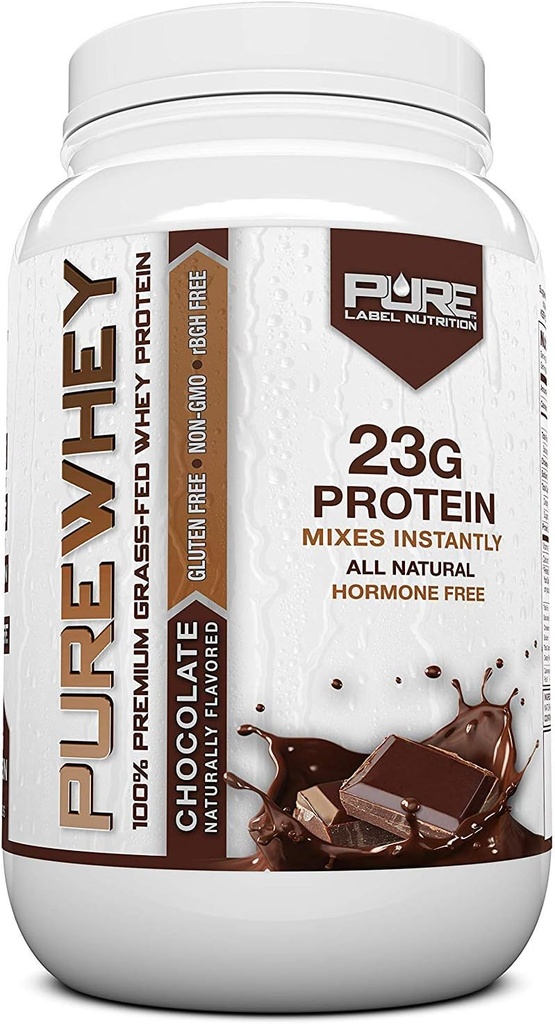 순수 라벨 영양 100 % 잔디 볶음, 초콜릿 Whey 농축 단백질 분말 (24g) 에센셜 아미노산, 사전 및 포스트 운동 회복 및 근육 건물, 낮은 지방 및 낮은 탄수화물 - 2lbs