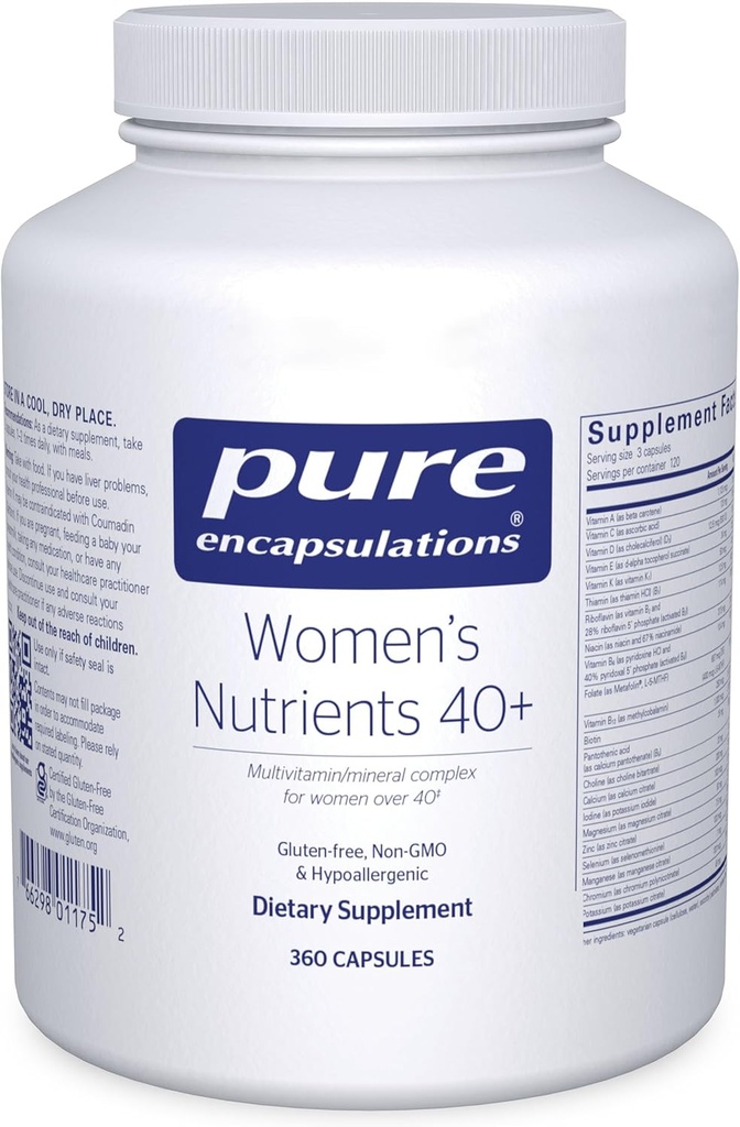 Pure Encapsulations Women's Nutrients 40 + - 여성을 위한 Multivitamin 40 이상 Urinary Tract Health, Breast Cell Health & Eye Integrity* - 비타민 C, E 및 A - 360 캡슐
