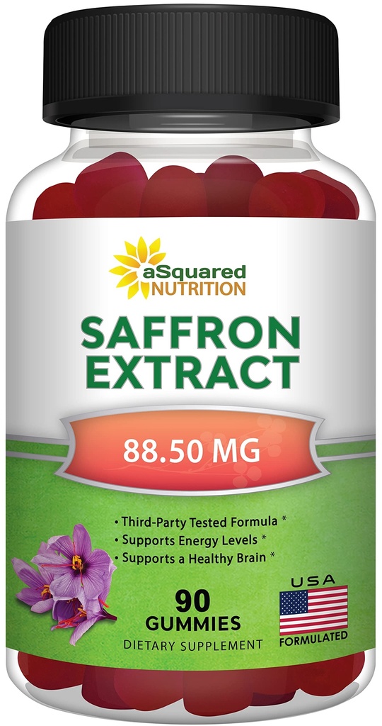 aSquared Nutrition Saffron Gummies - Saffron Extract Supplement - 순수한 거미는 캡슐, 알약, 분말 및 차에 대안을 보충합니다.