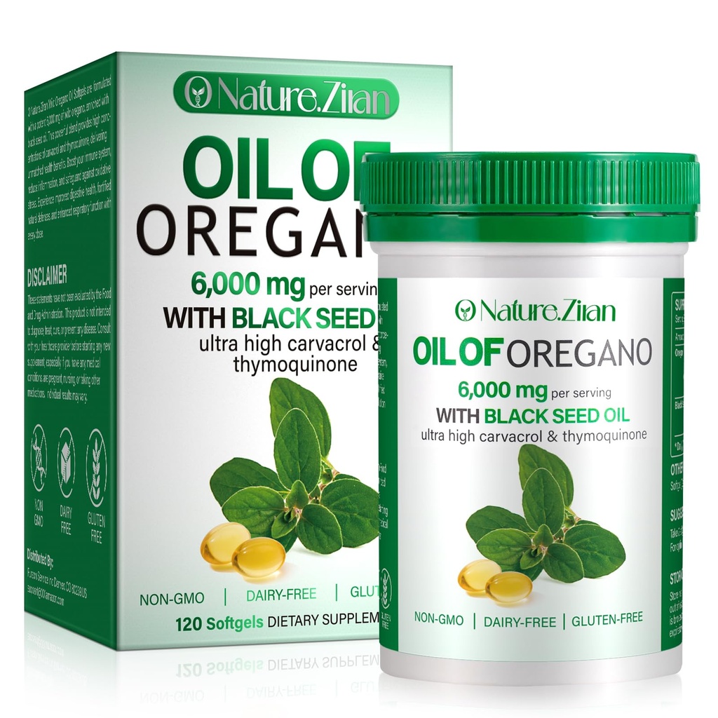 Oregano Softgel의 기름 - 흑 씨앗이있는 Oregano의 유기 기름 - 1, 120 조사에서 2