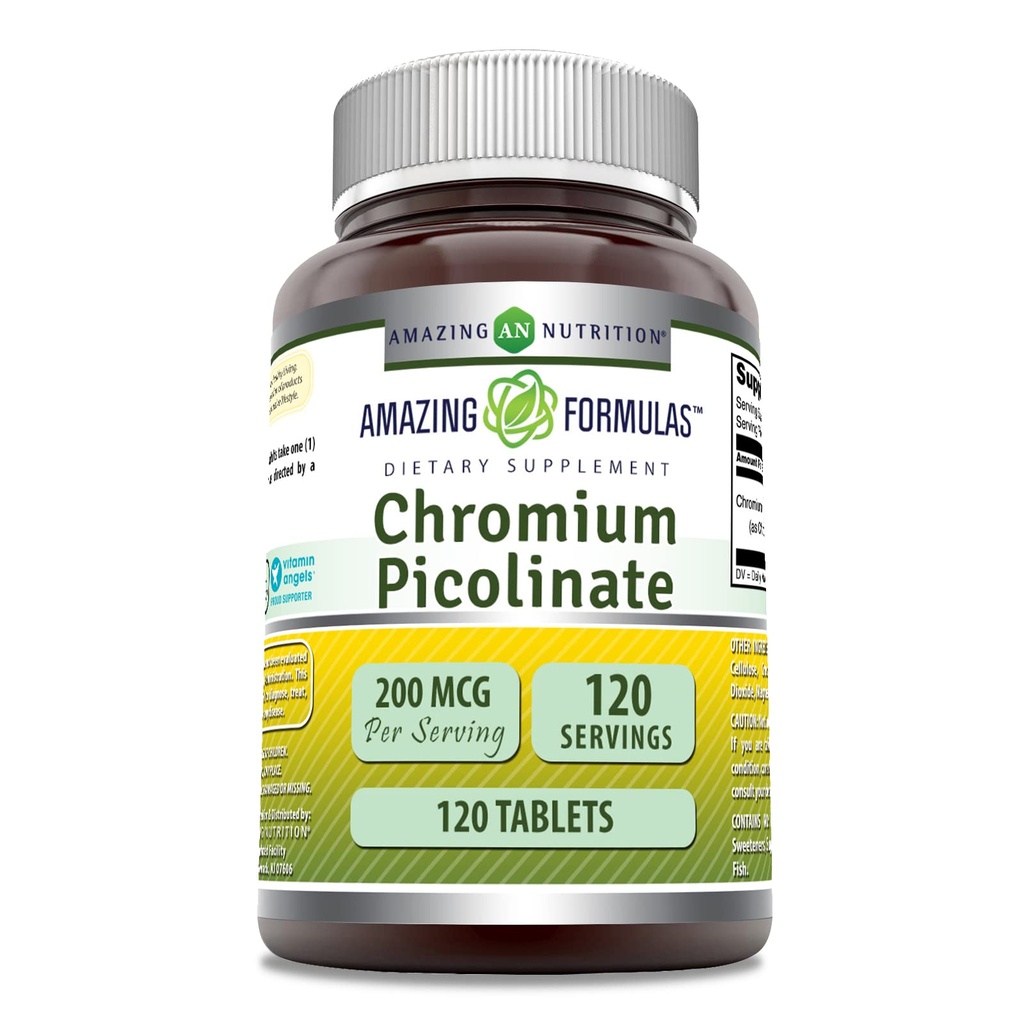 Amazing Formulas Chromium Picolinate 보충 | 200 Mcg Per 서빙 | 정제 | Non-GMO | 글루텐 프리 | 미국에서 제작 (120 개)