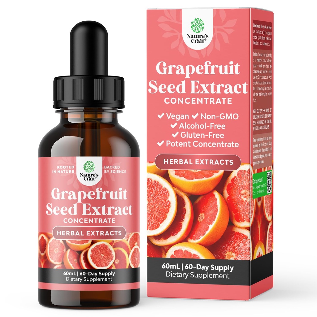 GSE Grapefruit Seed Extract Liquid - One Drop Daily - 슈퍼 농축 포도 씨앗 추출물 Bioflavonoids & Polyphenols의 풍부한 과트 건강 및 면역 지원 - 2OZ - 60 서빙