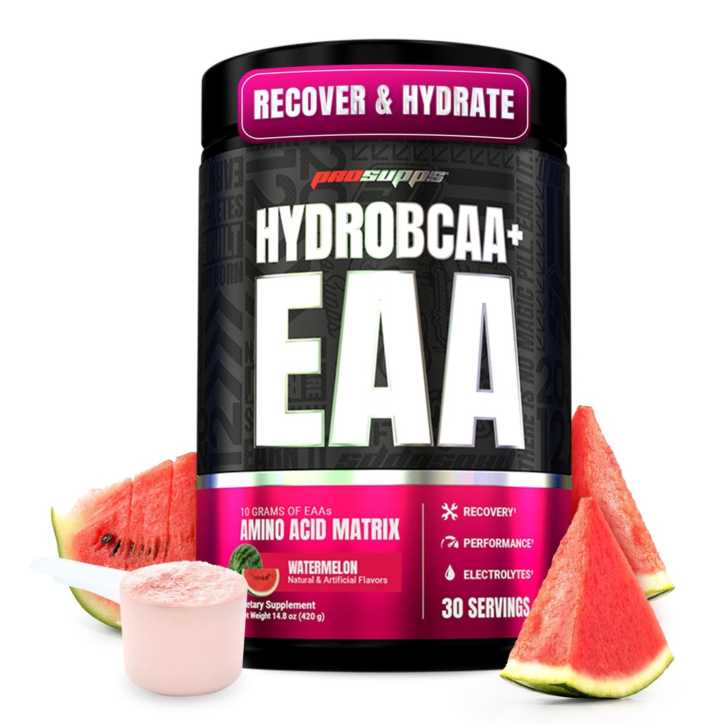 ProSupps HydroBCAA Essential Amino Acids Powder, Watermelon - BCAA, EAAs 및 Hydrolytes for Hydration & Recovery - 자극제 무료, Soy & 글루텐 - 30 서빙