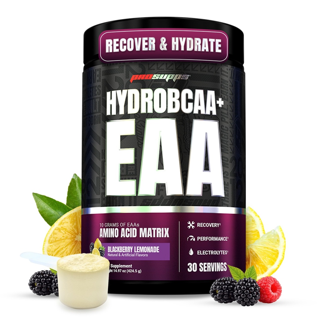 ProSupps HydroBCAA Essential Amino Acids Powder, BlackBerry Lemonade - BCAA, EAA 및 Hydrolytes for Hydration & Recovery와 함께 운동 보충 - Stimulant-Free, Soy & Gluten-Free - 30 서빙