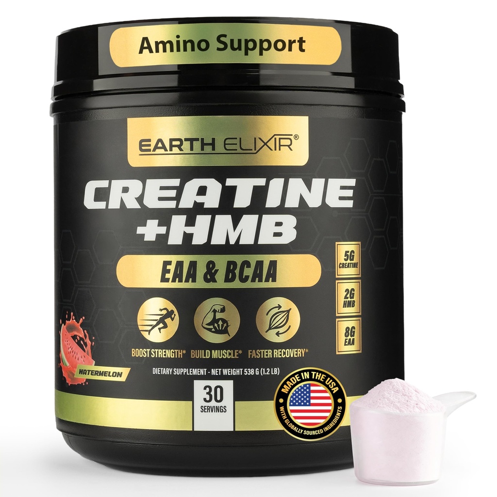 Creatine HMB 남성과 여성용 보충제 w/Essential 아미노산 | EAA & BCAA 분말 혼합 | Creatine Monohydrate Powder and HMB | EAAS & BCAAS | 미국 및 제 3 자 테스트