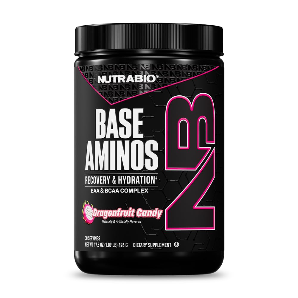 NutraBio 기본 아미노산 EAA + BCAA 분말 – 10g 필수 아미노산 보충교재, 6g 2:1 BCAA, 전해질을 가진 2.8g Hydration 모체 & 흡수 증강 인자 AstraGin® – 30의 서빙 용 과일 사탕