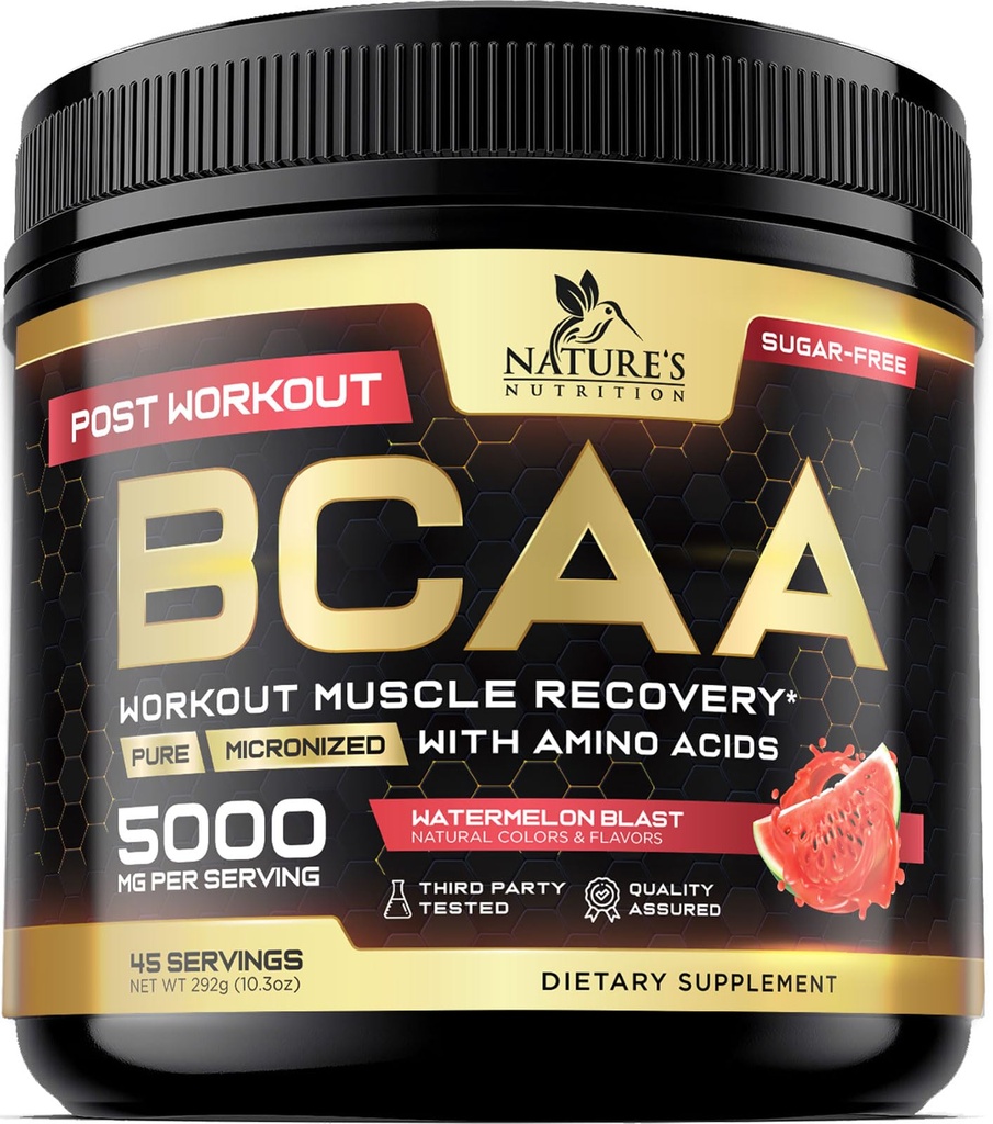 BCAA, L 글루타민 & 아미노산을 가진 근육 회복 음료 분말 - 포스트 운동을 위한 제일 근육 회복 보충교재 - 설탕 자유로운, 여성 & 남자를 위한 분지된 사슬 아미노산 보충교재 - 45의 서빙