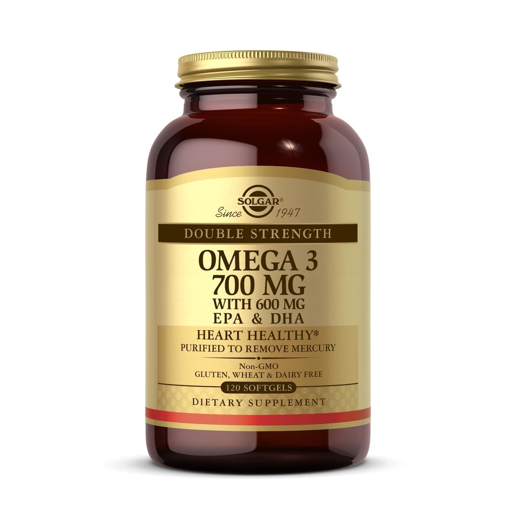 Solgar 두 배 힘 Omega-3 700 mg, 120 Softgels - 물고기 기름 보충교재 - 심장 혈관, 합동 & 세포질 건강을 위한 지원 - EPA & DHA Omega 3 지방산을 포함합니다 - 글루텐 자유로운 - 120의 서빙
