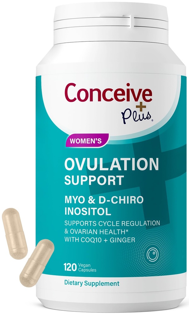 CONCEIVE PLUS Ovulation Support | 여성용 Myo-Inositol & D-Chiro Inositol | 여성용 생식 호르몬 밸런스용 PCOS 보조제 | COQ10, Folic Acid, Ginger | 30 Day 공급