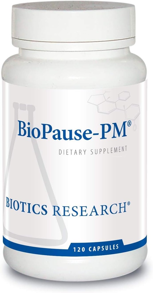 Biotics Research BioPause PM Night Time Menopausal Support Hormonal Balance, Black Cohosh, Lemon Balm, Passionflower, Relaxation 및 Calm 홍보, Circadian Rhythms, 수면 정기적으로 120Caps