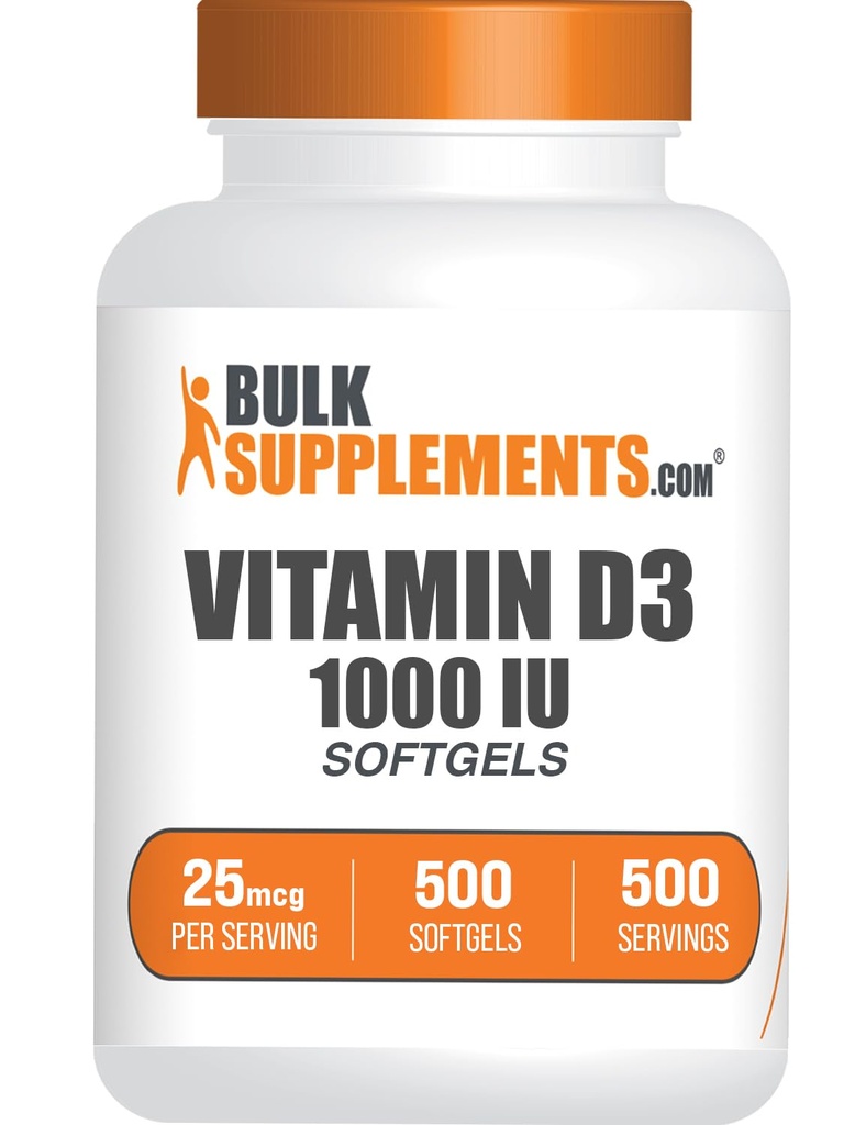 BulkSupplements.com 비타민 D3 1000IU Softgels - Cholecalciferol, D3 보충, 비타민 D 1000 IU - 1 비타민 D3 Softgel (25mcg의 비타민 D) 봉사 당, 500 조사 (팩의 1)